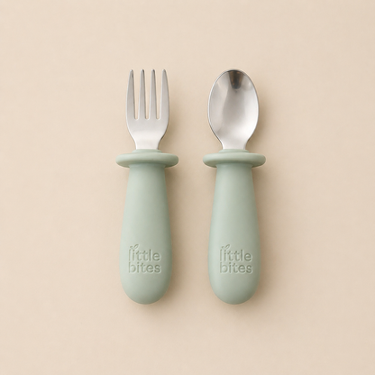 Complete Starting Solids Kit — cutlery set, Green
